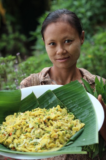 Sandar Tun and banana trunk