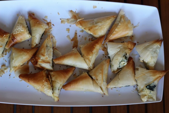Brazilian spinach and feta triangles